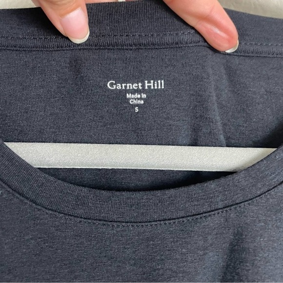 Garnet Hill Oversized Organic Cotton Relaxed Blouse Ruffle Slits‎ Black Size S - Picture 2 of 8